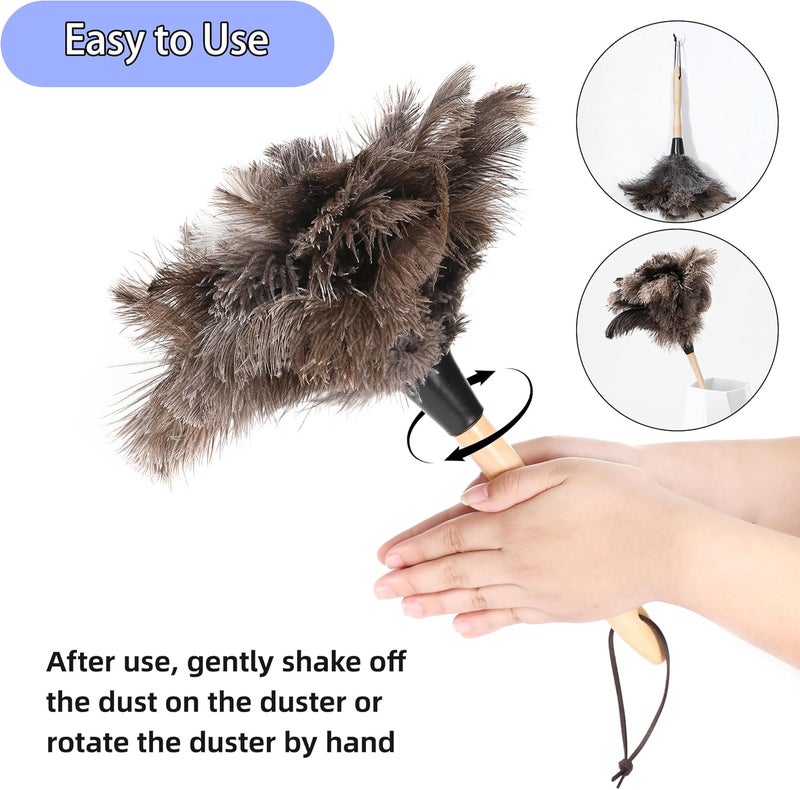 Soarer Ostrich Feather Duster - 14 inches Fluffy Handle Reusable Feather Duster 2pcs Cleaning Brush for Cleaning Supplies,Ceiling Fan, Crafts, Blinds, Furniture - Image 5